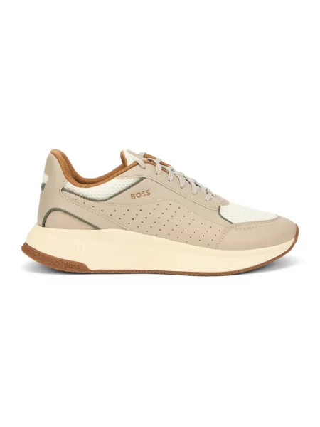 Sneakersy Boss skórzane beżowe