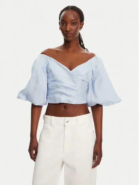 BARDOT Bluză Eva Linen celest albastru