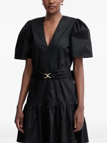 Rochie midi Twinset cu decolteu în V negru