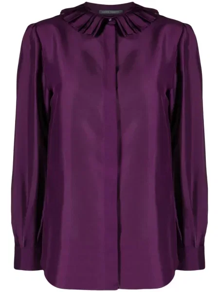 Gulerat cămașă Alberta Ferretti de mătase violet
