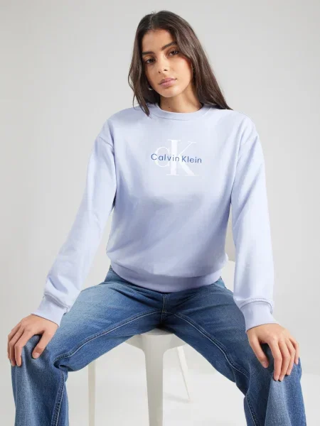 Calvin Klein Jeans mikina dámska s bavlnou modrá