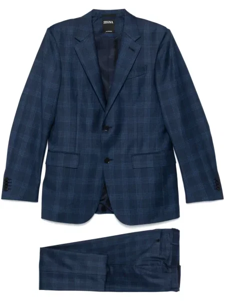 Costum Zegna în carouri de costum albastru