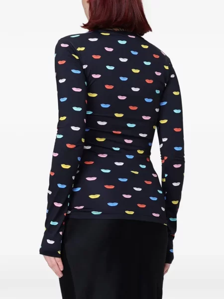 Lung tricou Fiorucci cu imagine negru