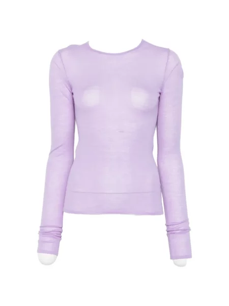 Lung top Maje cu broderie violet