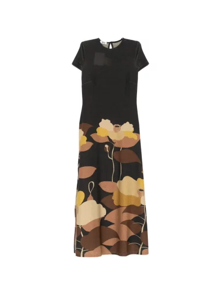 Sukienka koszulowa Siyu w kwiatki garniturowa czarna