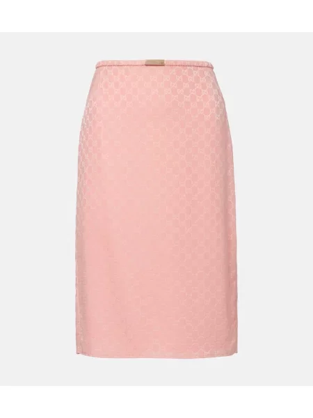 Fustă midi Gucci până la genunchi roz