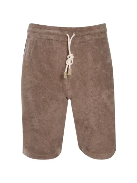 Pantaloni scurți Gran Sasso din material terry cu cordon maro