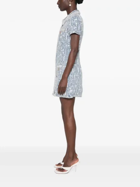 Gulerat rochie mini Self-portrait cu paiete albastru