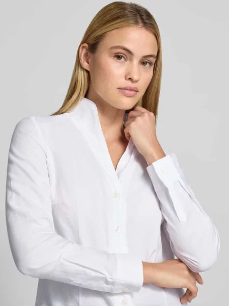 Bluzka koszulowa o kroju regular fit z czystej bawełny Christian Berg Woman biała