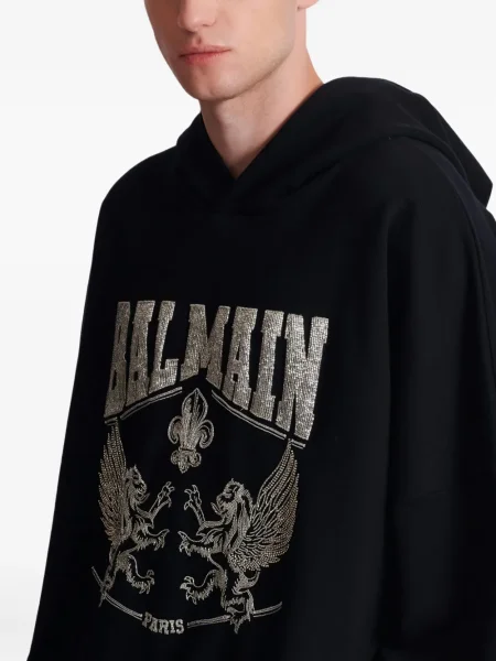 Суичър с качулка Balmain с кристали черно