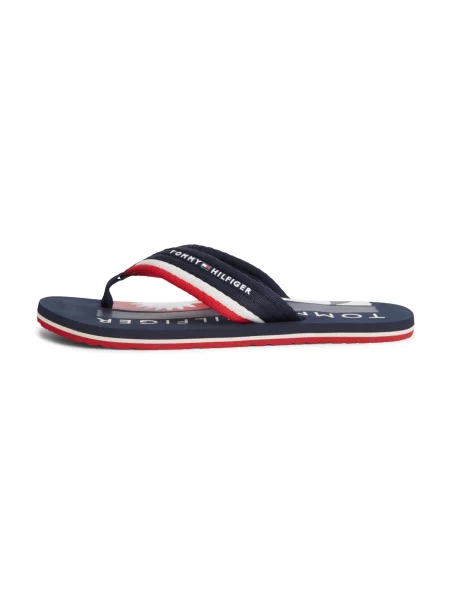 TOMMY HILFIGER Flip-flops bleumarin / roșu alb