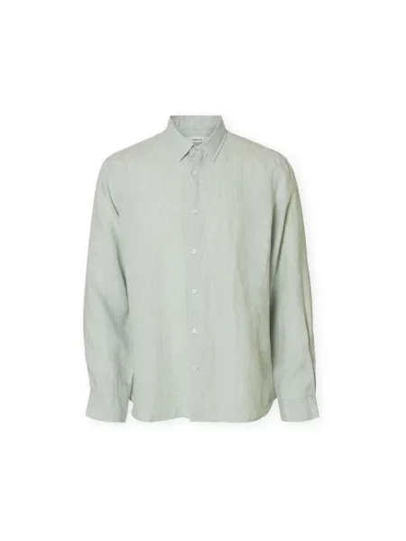 Lněná košile Selected bílá