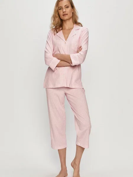 Pyžamo Lauren Ralph Lauren růžová šedé