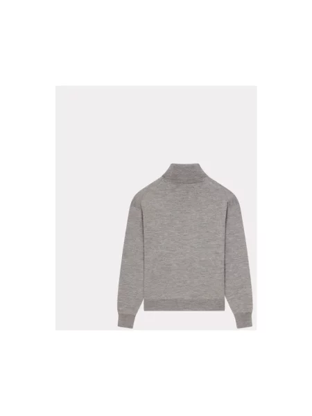 Lniany sweter z golfem Kenzo szary