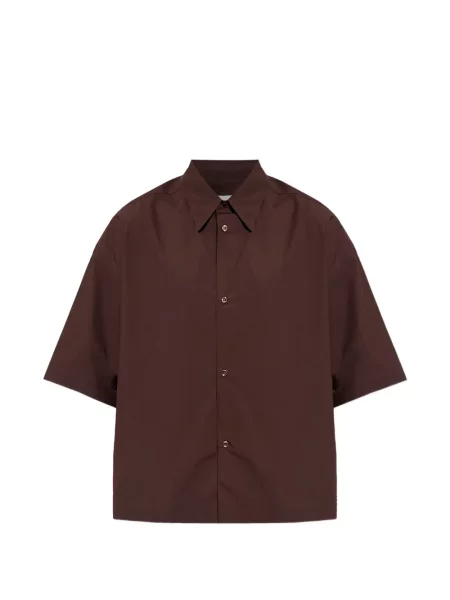Poplínová krátká košile Studio Nicholson hnědá