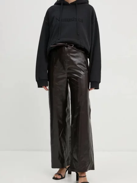 Штани Nanushka SATO широкі висока посадка бордовий