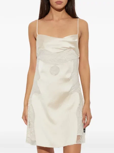 Rochie Off-white din satin alb