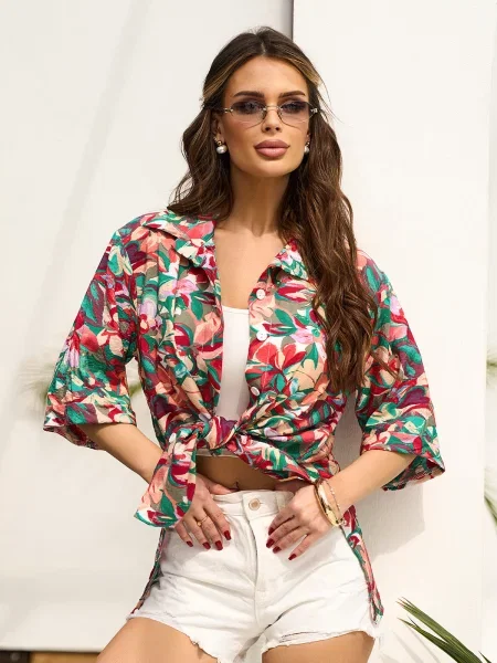 Лляна Сорочка повсякденна ISSA Plus мультиколор