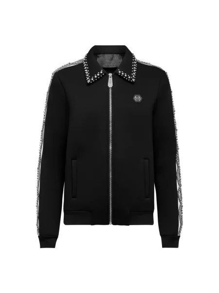 Bluza rozpinana Philipp Plein skórzana czarna