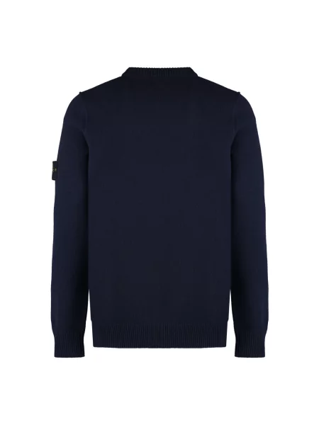 Sweter Stone Island wełniany z kamieniami niebieski