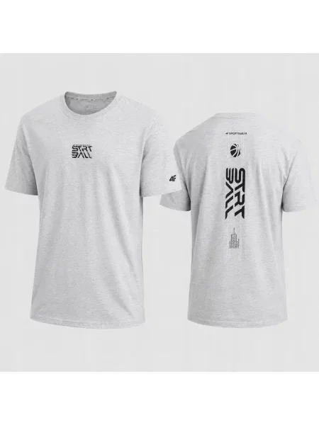T-SHIRT 4F KOSZULKA SPORTOWA Z NADRUKIEM szara
