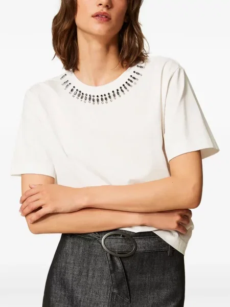 Tricou Twinset cu broderie alb
