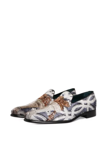 Loafersy Dolce And Gabbana w kwiatki szare