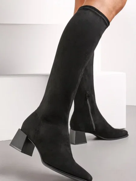 Ghete pe din imitație de piele intoarsa Haziela negre