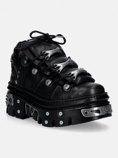 New Rock sneakers din piele CRUST NEGRO REACTOR NEGRO casco + negru
