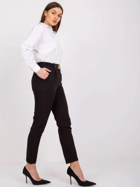 Pantaloni Fashionhunters elegante negru