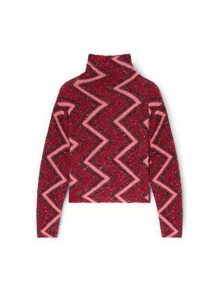 Golf Motivi z cekinami wełniany czerwony