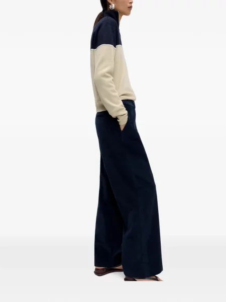 Pantaloni Cordera cu talie joasă de catifea cord albastru