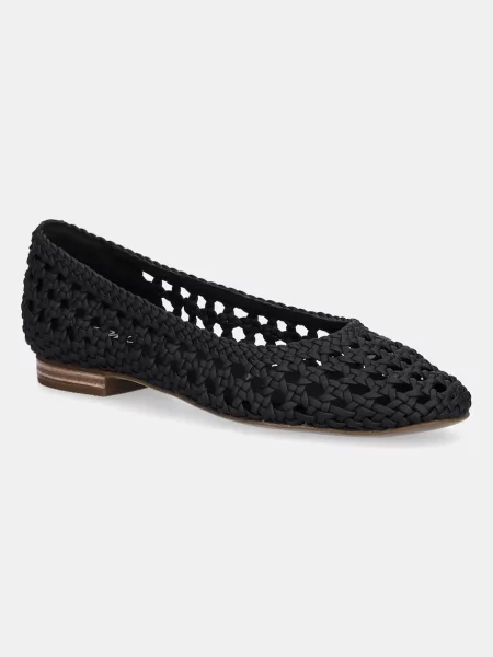 Baleríny Toms BLACK WOVEN BASKET černá
