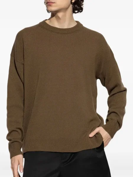 Pulover Jil Sander cu decolteu rotund maro