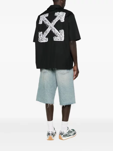 Cămașă Off-white cu broderie alb
