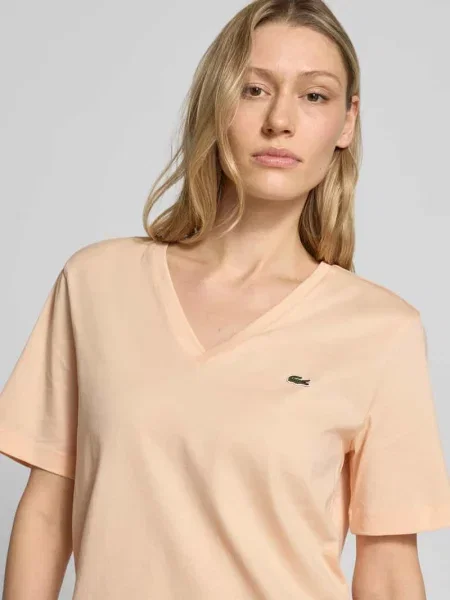 T-shirt o kroju relaxed fit z czystej bawełny Lacoste różowa