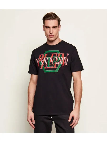 Philipp Plein Tricou Logo Hexagon negru