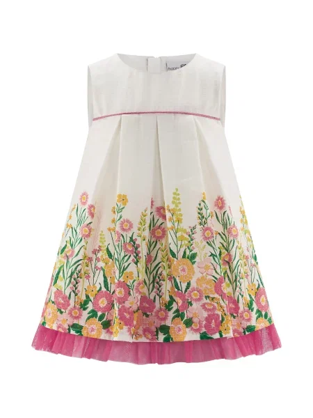 Happy girls Rochie crem verde / fucsia galben