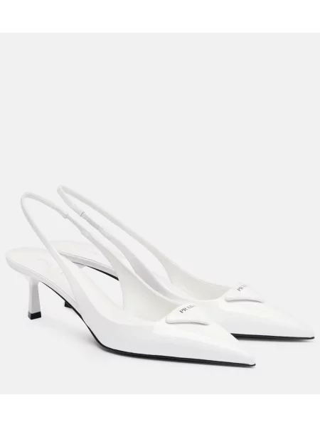 Usnjene salonarji Prada z odprtimi petami bela