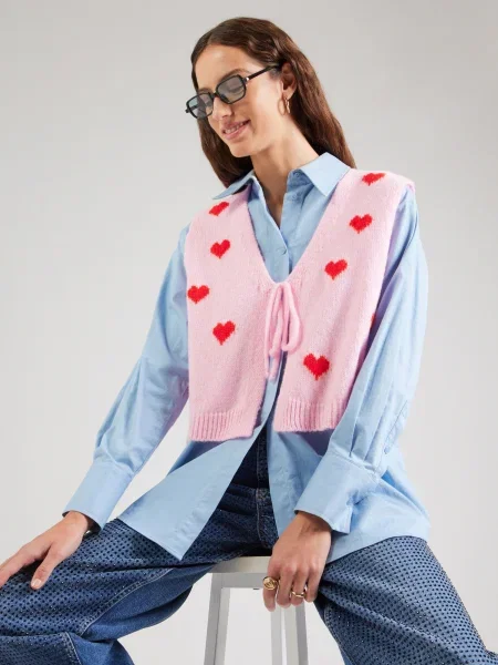 Hailys Vestă tricotată roz roșu