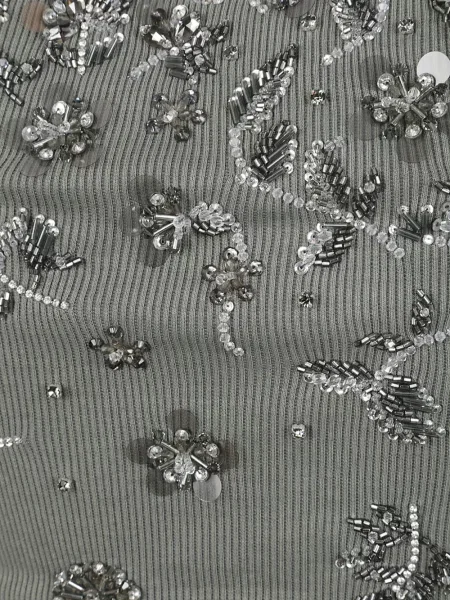 Top Miu Miu z cekinami prążkowany szary