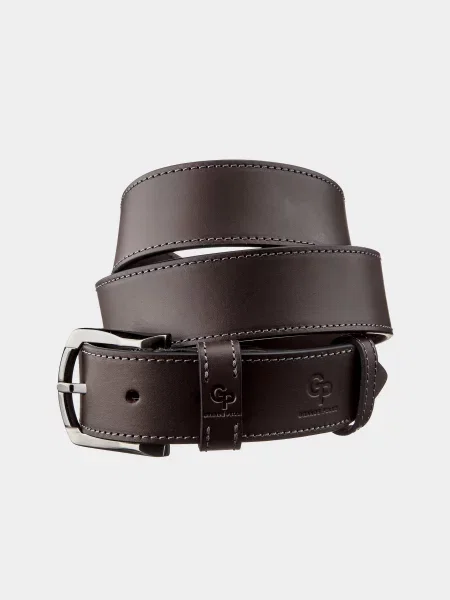 Кожаный ремень Grande Pelle с ремешками коричневый