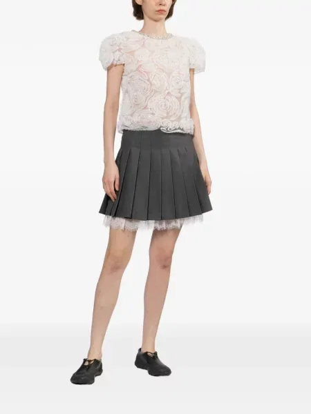 Bluză Self-portrait cu model floral cu aplicații alb