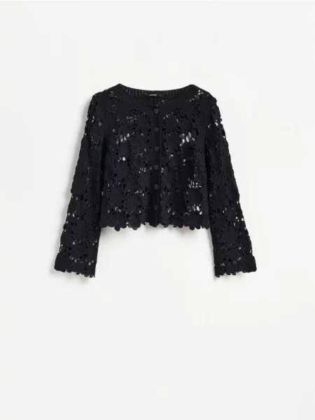 Reserved Cardigan croșetat negru