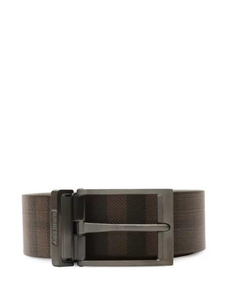 Cu centură reversibil curea Burberry în carouri maro