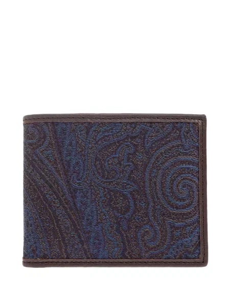 Portofel Etro din piele cu model paisley albastru