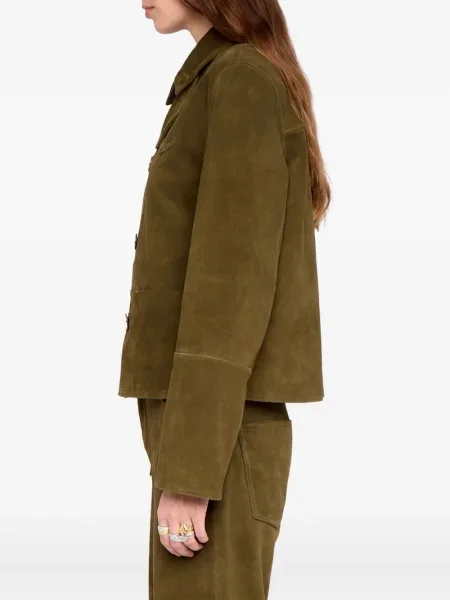 Geacă Zadig&voltaire din piele de căprioară verde