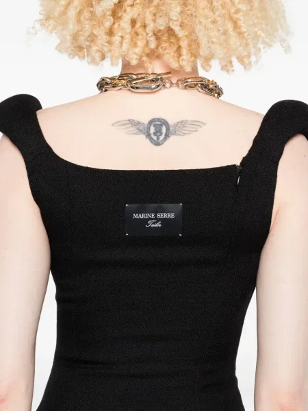 Rochie fără mâneci Marine Serre de lână fără mâneci de costum negru