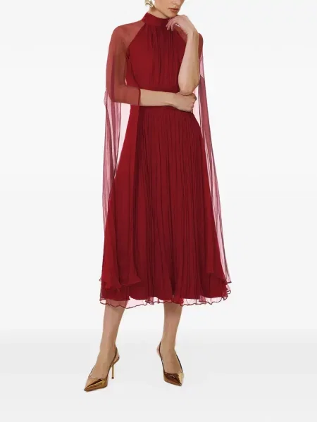 Rochie midi Framboise de mătase roșu
