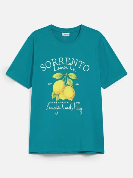 T-shirt z czystej bawełny niebieska